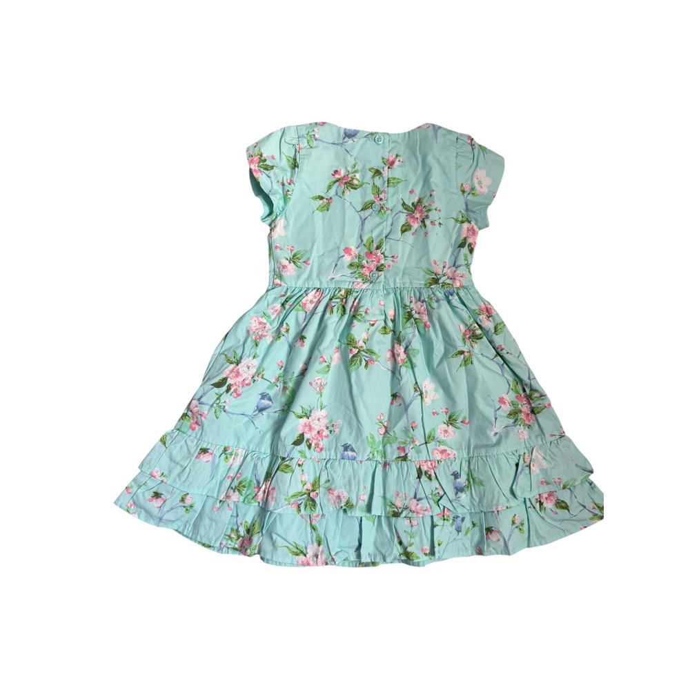 Gymboree Girls 5T Mint Tea Floral Bird Print Tiered Dress Summer NWT 3051822 - Picture 2 of 5